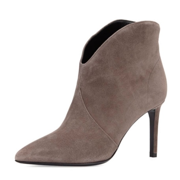 Saint Laurent Paris Road Gray Dipped Suede Heeled Ankle Bootie sz 38 - Picture 1 of 10